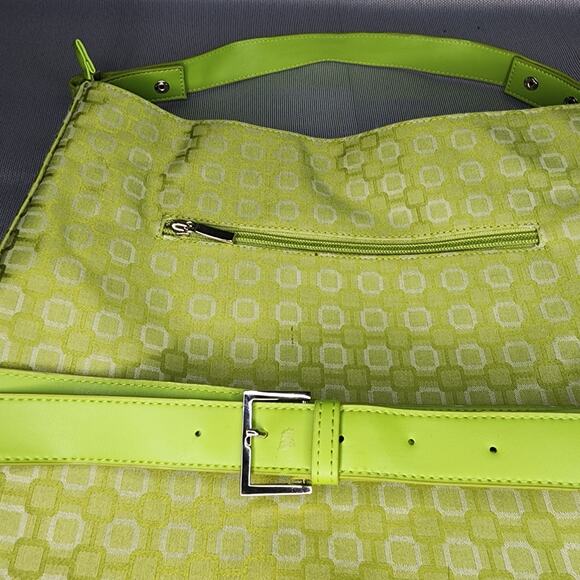 Bijoux Terner Tote Bag Green Canvas Geometrical Print Removable Shoulder Straps - Picture 11 of 11